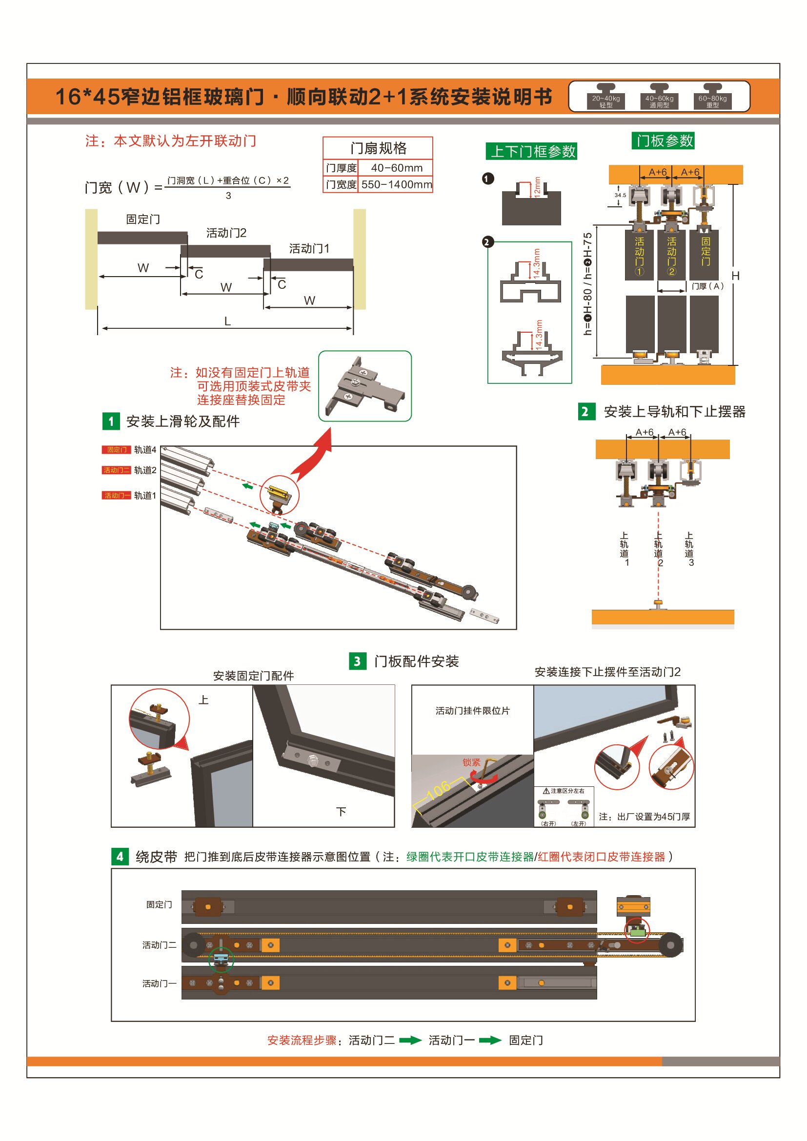 三聯動推拉門安裝圖解